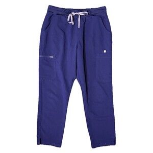 FIGS Technical Collection Scrub Pants Women Size Large Navy Tie Waist HW Yola